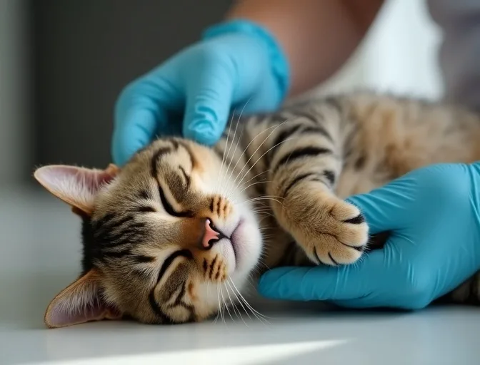 Specialist carefully handling a deceased cat with dignity in Keysborough
